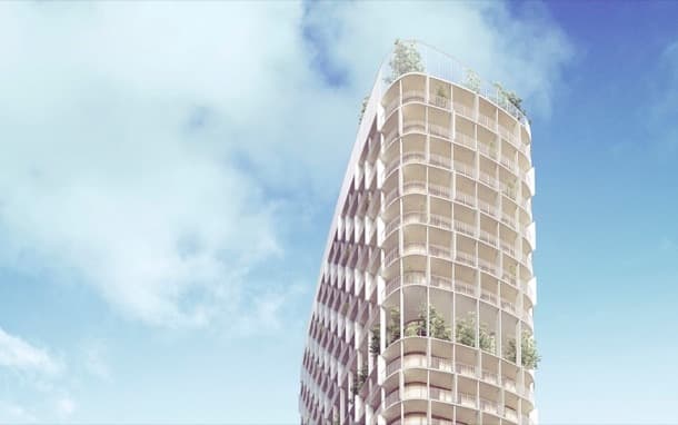Torre de estructura híbrida en Västerås (Suecia) torre residencial en Västerås CF Moller