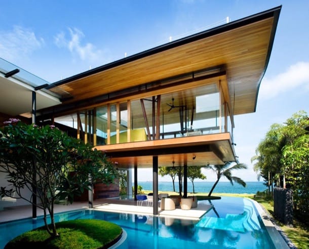 Moderna vivienda tropical piscina Fish House
