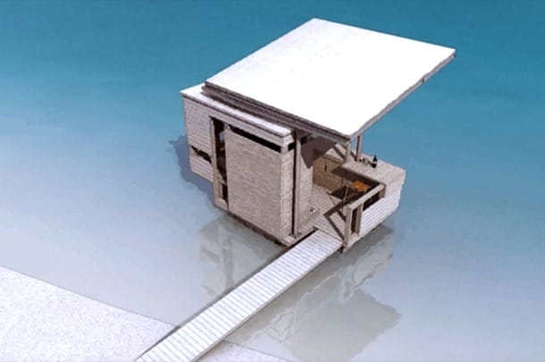 Refugio flotante para una laguna Lagoa Azul Shelter refugio flotante de madera