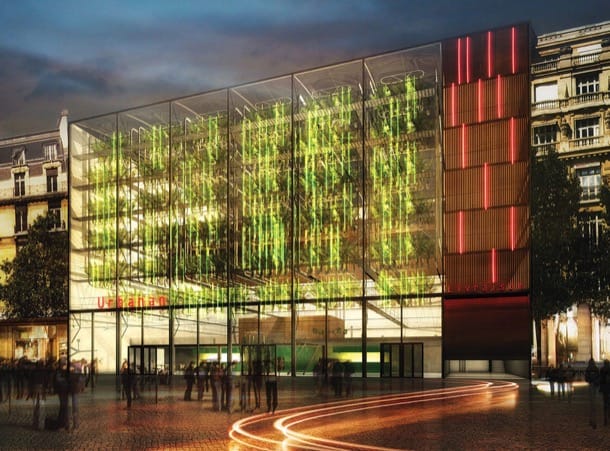 Granja vertical y tropical fachada granja vertical Urbanana - Paris