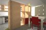 render del interior de la planta intermedia Vivienda-Container