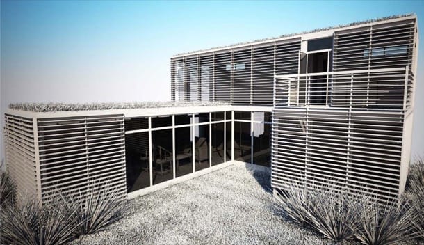 Moderna vivienda reutilizando 3 contenedores de envío Linterna House - WK Design Group