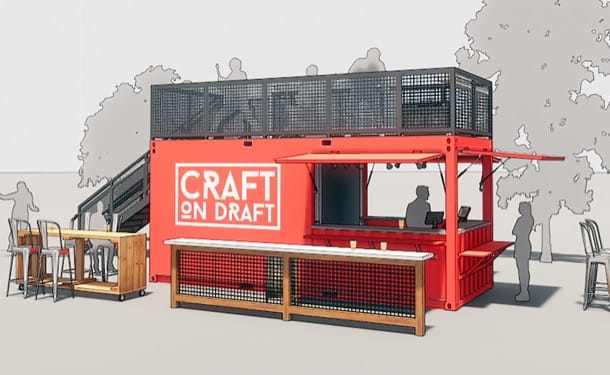 Contenedores preparados para eventos, por Boxman Studios contenedor Boxman para quiosco bar, con terraza superior