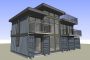 render fachada acristalada de la casa 2x4 Zigloo