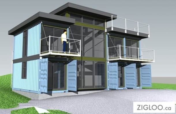 Casa con 7 contenedores de 20 pies, por ZIGLOO render de casa-container 2x4 Zigloo