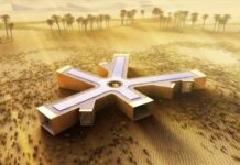 Casa ecológica y prefabricada para el desierto retiro ecológico vista aérea