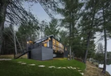 Casa de verano con madera laminada cruzada exterior CLT Cottage