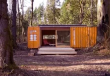 Innovación en sostenibilidad: transformando contenedores de carga en viviendas modernas fachada de cabaña C320