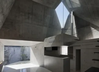 Vivienda en Abiko. La arquitectura de hormigón es la que decora moderna decoración de Casa Abiko