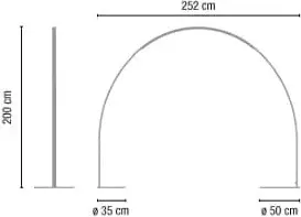Dimensiones de la lámpara Halley en su versión suelo-suelo.