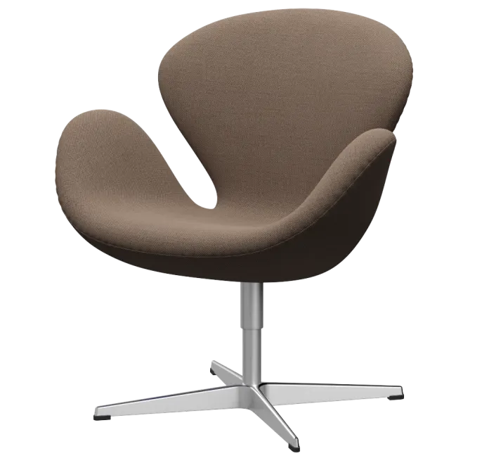 Silla Swan en tapizado marrón.