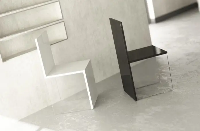Sillas minimalistas en material PMMA.