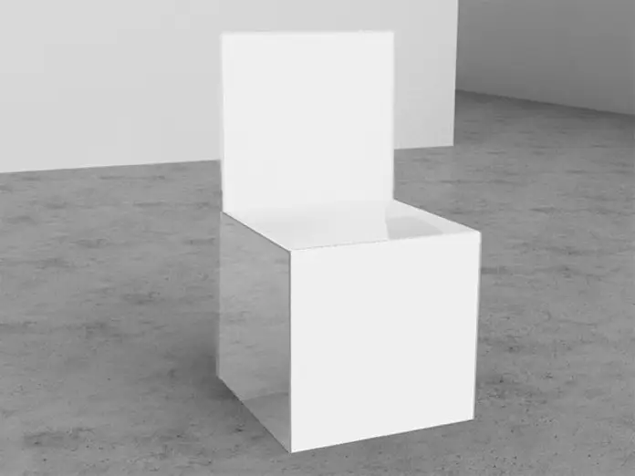 Silla blanca hecha con paneles de plexiglás