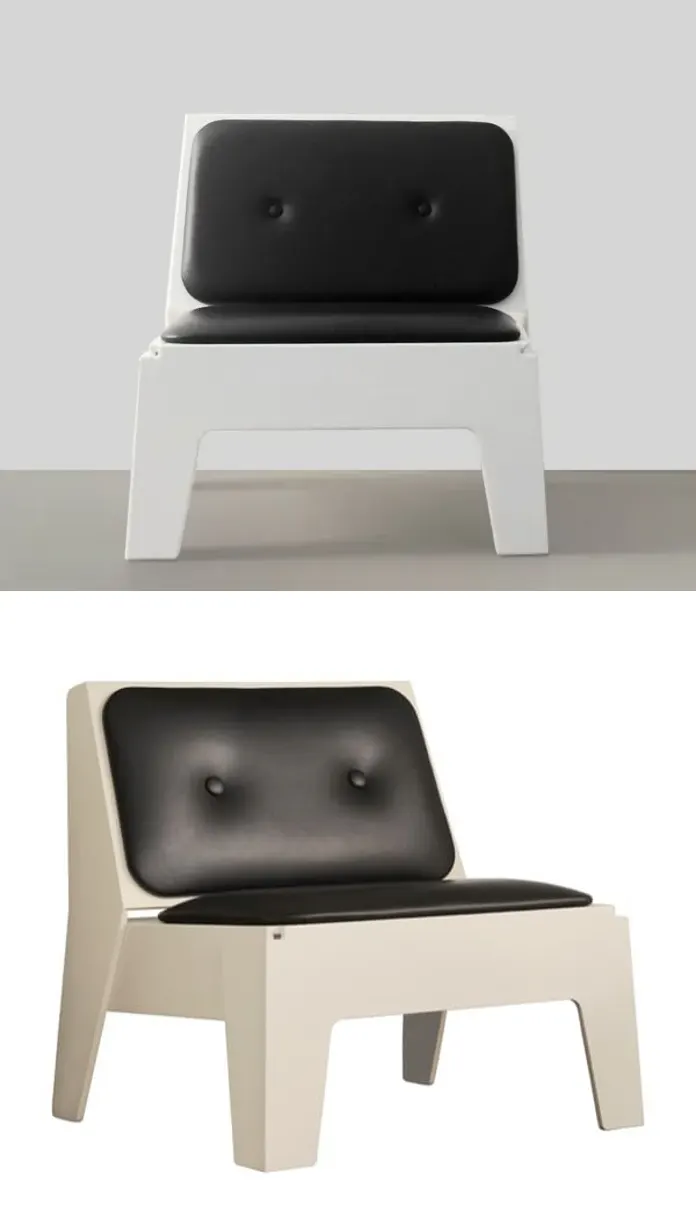 Silla baja Butter con acolchado en asiento y respaldo.