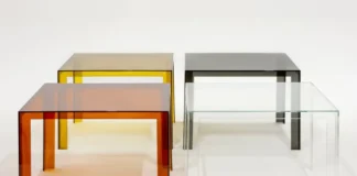 Mesa Invisible en diferentes colores, hecha con material PMMA