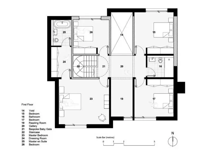 plano de planta alta de la Casa Vestige
